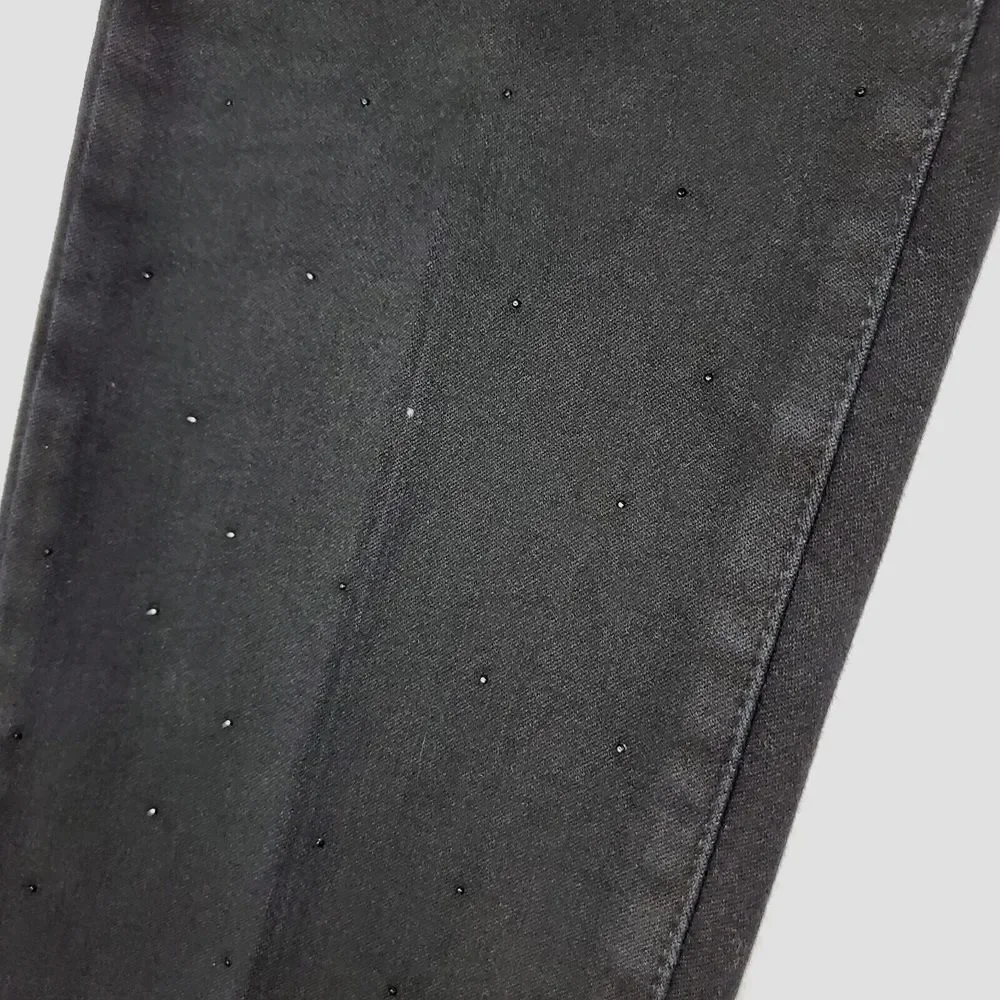 NYDJ Women Size 8 Black Skinny Leg Jeans Rhinestones Stretch Cotton‎ USA